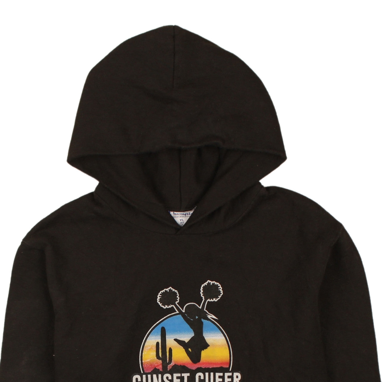 Champion Boys Black Graphic Pullover Hoodie YL Sunset Cheer #AlwaysRising