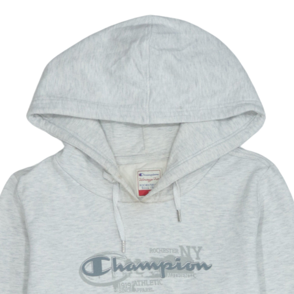 Champion Men's Grey Heritage Fit Hoodie M Pullover Logo Fleece