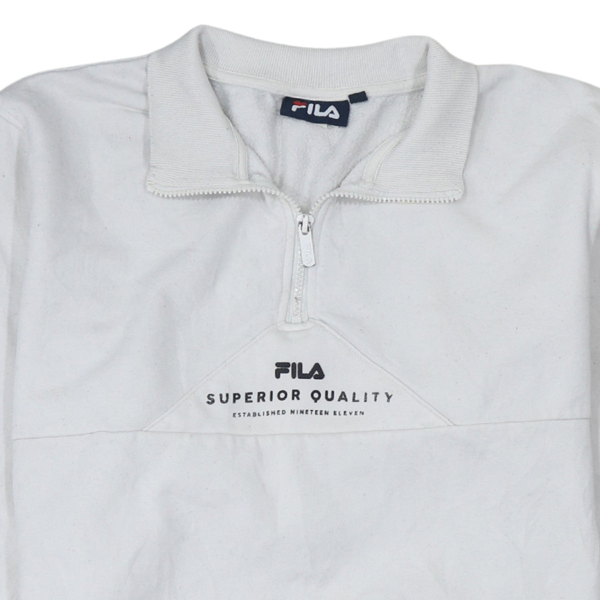 Fila Women’s White 1/4 Zip Sweatshirt Medium Cotton Blend Pullover