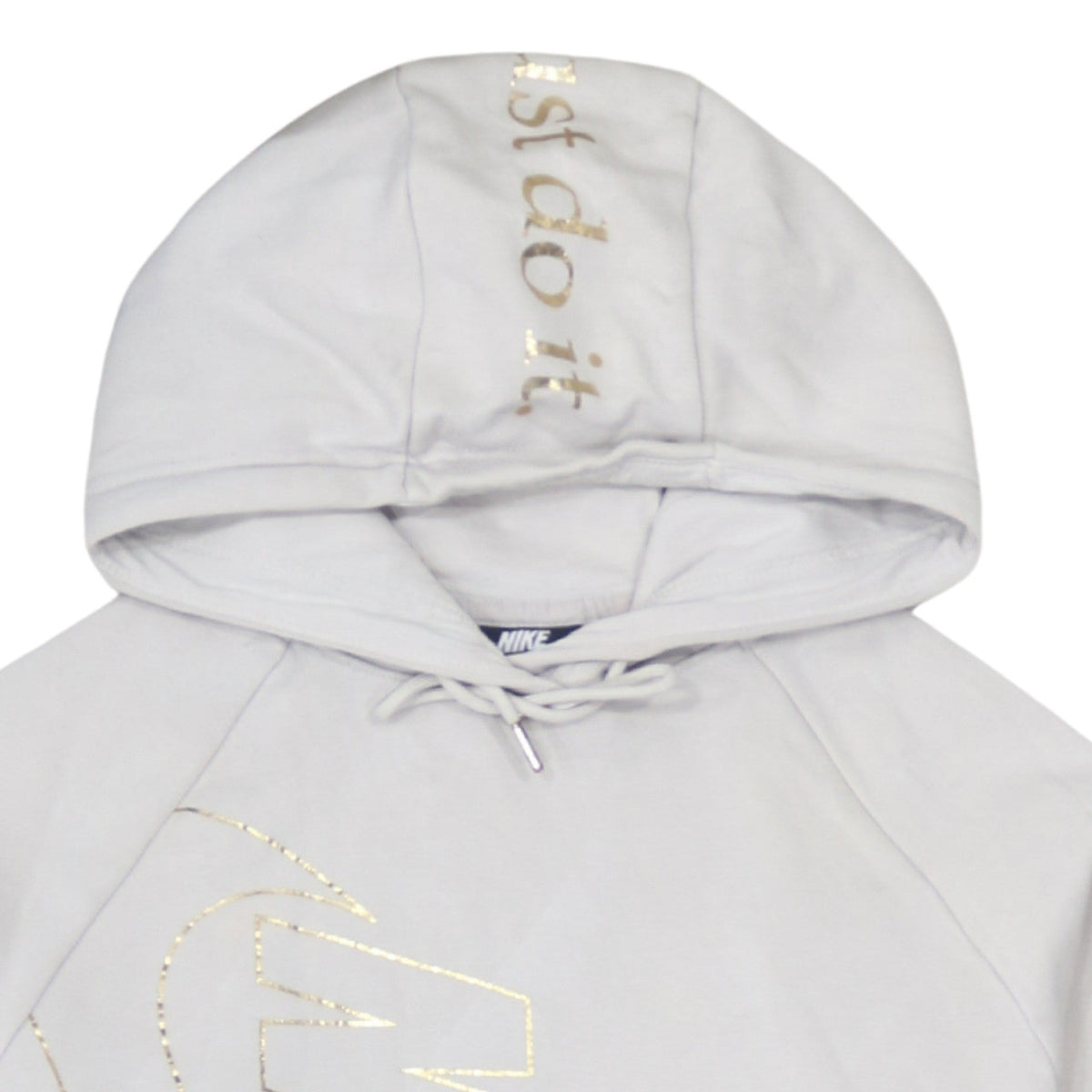 Nike Womens Beige XS Pullover Hoodie Gold Logo Just Do It