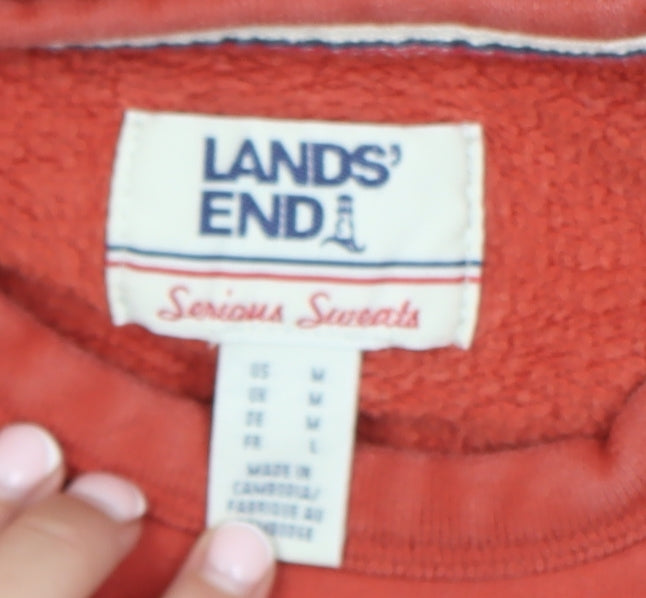 Lands' End Men's Red Pullover Sweatshirt Size M Crew Neck Fleece