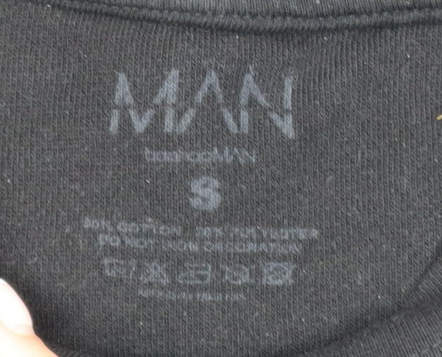 boohooMAN Men's Black Graphic Wolf Sweatshirt Size S Regular Fit