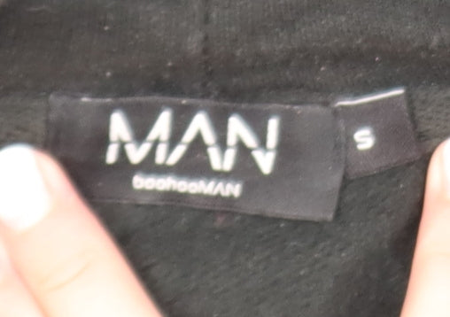 boohooMAN Men's Black Graphic Pullover Hoodie Size S