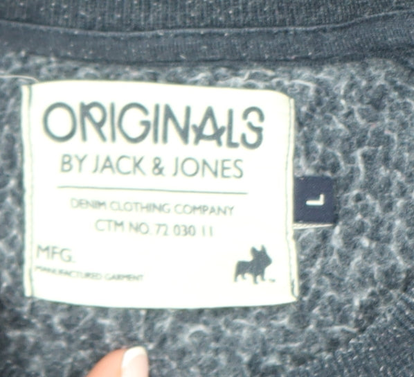 Jack & Jones Men's Blue Large Pullover Sweatshirt with Logo Print
