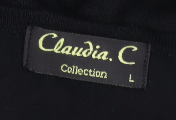 Claudia C Women's Black Long Sleeve Tunic Viscose Knit Top L
