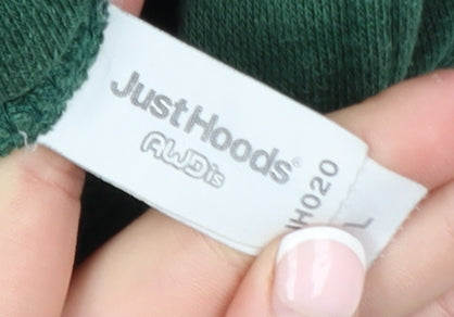 Just Hoods AWDis Green Men's Pullover Hoodie L College Graphic