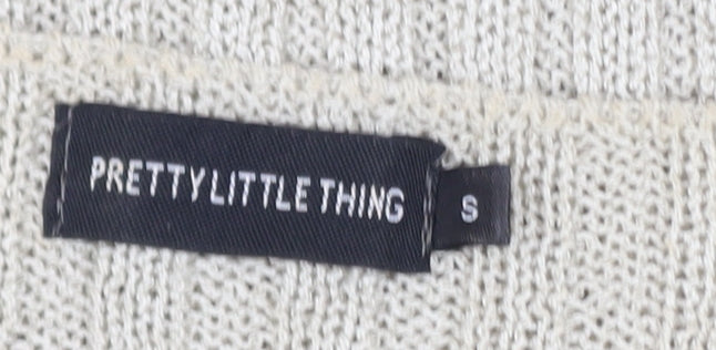PrettyLittleThing Women's Beige Knit Button Cardigan Size S