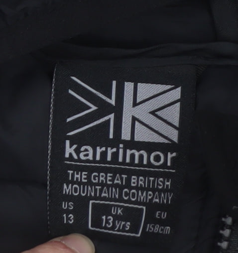 Karrimor Boys Black 13 Years Hooded Puffer Jacket with Full Zip