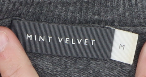 Mint Velvet Womens Grey Animal Print Wool Cashmere Pullover Jumper M
