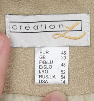 Création L Women's Beige Zip Jacket Size 20 Cotton Blend