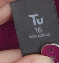 Tu Womens Purple Crew Neck Button Shoulder Jumper Size 16