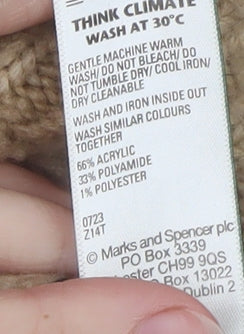Marks & Spencer Women's Beige Fair Isle Knit Jumper Small