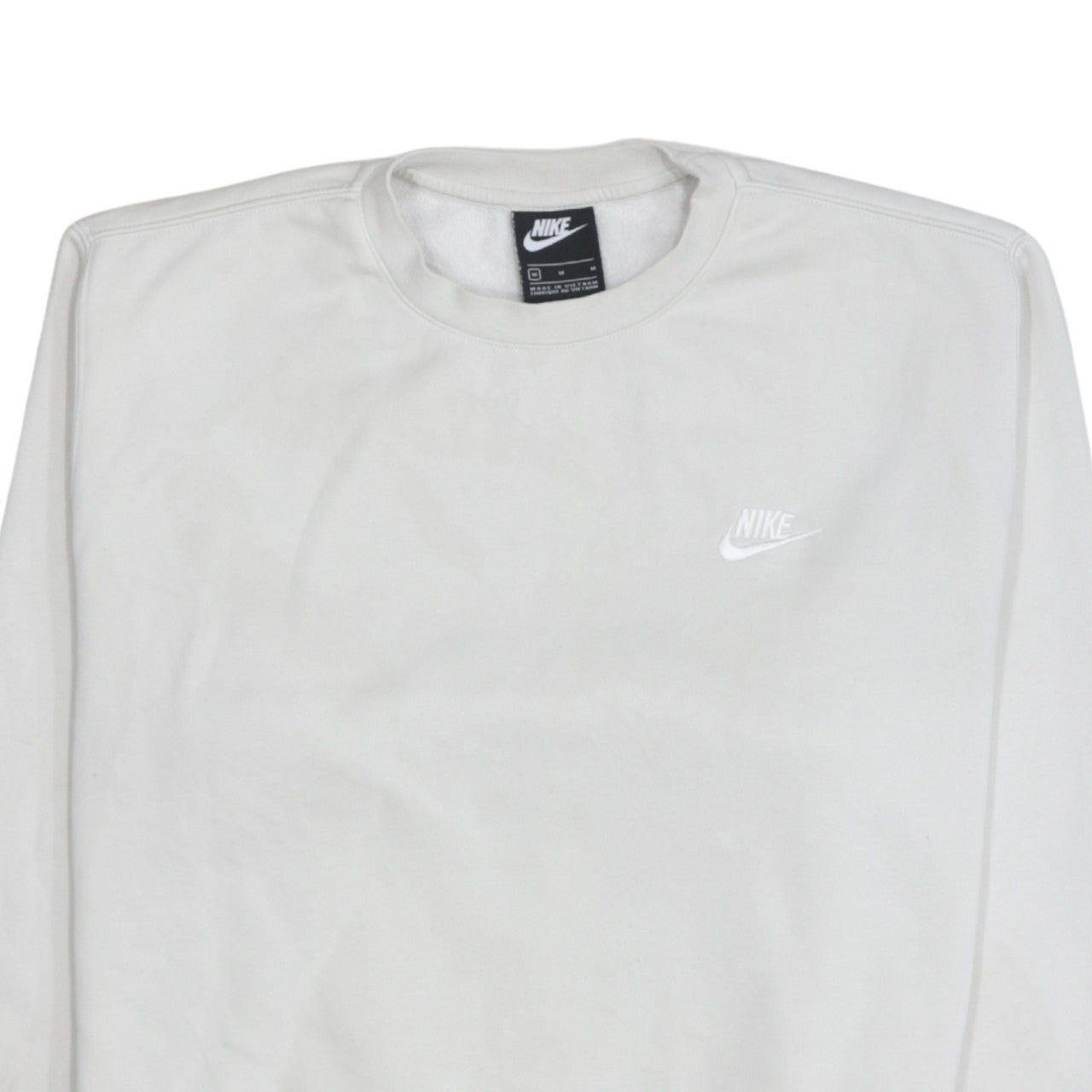 Nike Men's White Embroidered Logo Pullover Sweatshirt Size M