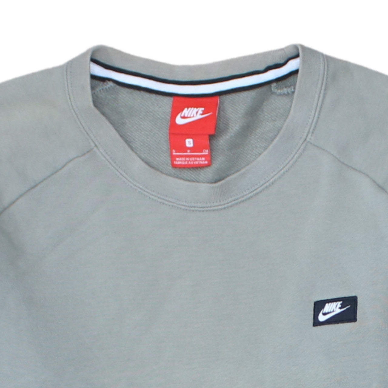 Nike Mens Grey Small Pullover Sweatshirt Crew Neck Logo Regular Fit