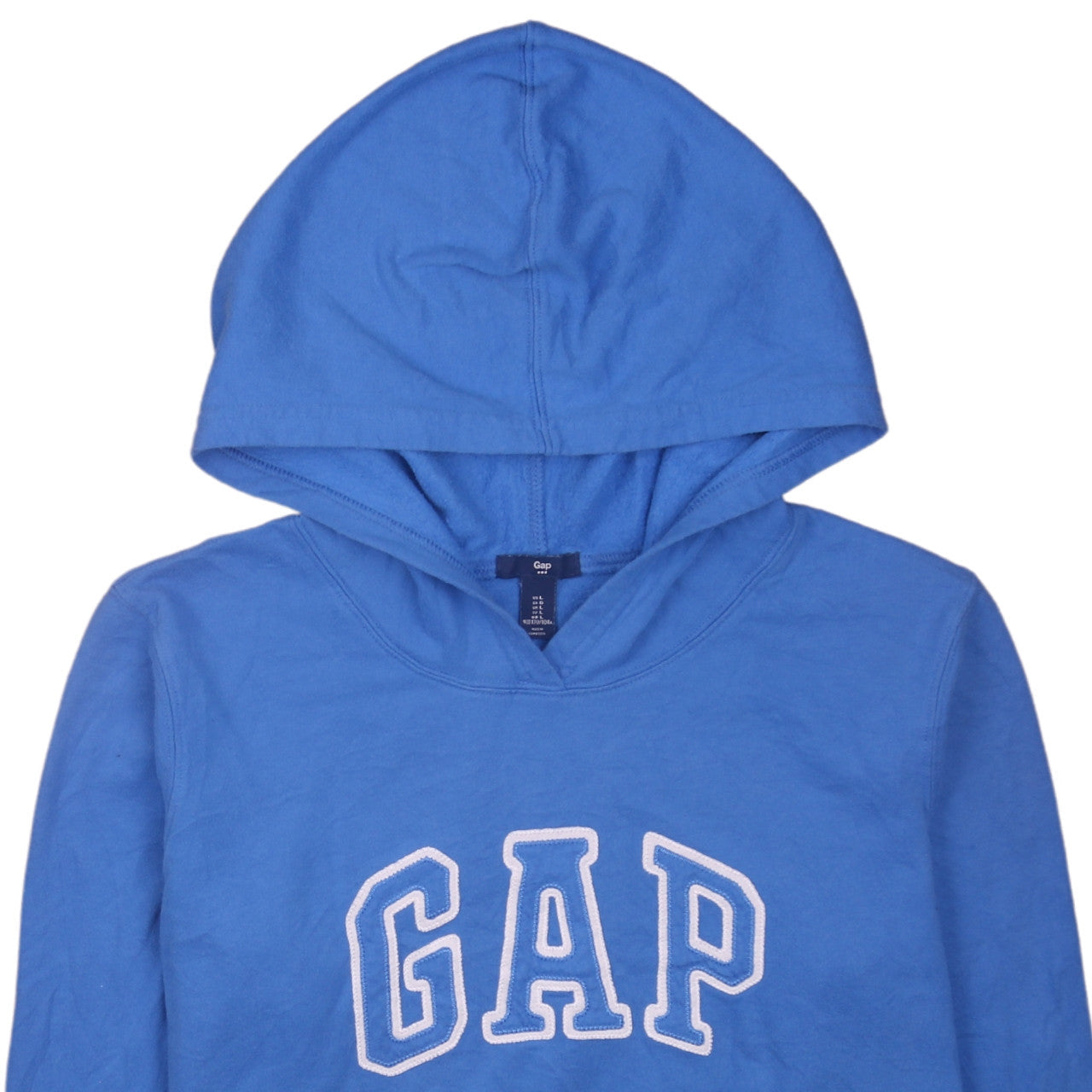 GAP Women Blue Pullover Hoodie Size L Cotton Casual Logo Sweatshirt