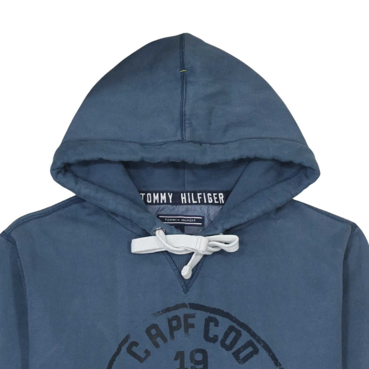 Tommy Hilfiger Men's Blue Pullover Hoodie L Vintage Fit Logo