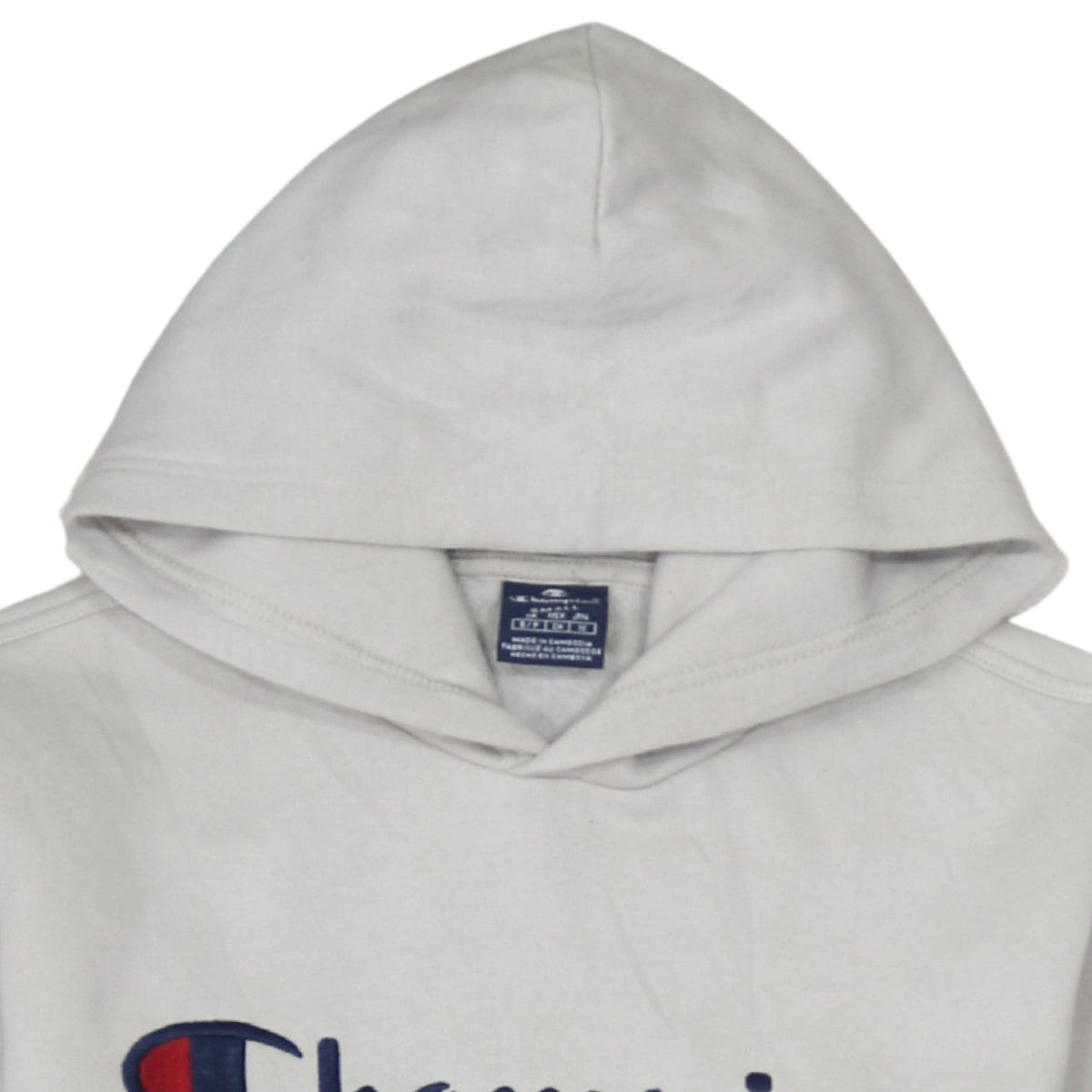 Champion Men's Beige Small Pullover Hoodie Logo Sweatshirt