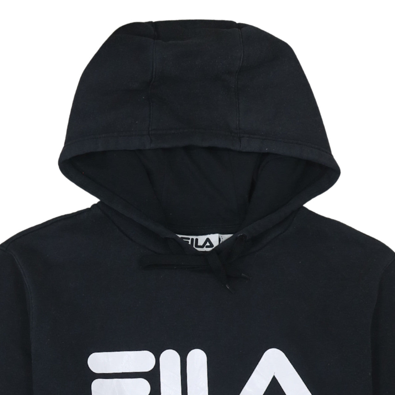 Fila Mens Black Pullover Hoodie L Logo Print Long Sleeve Casual