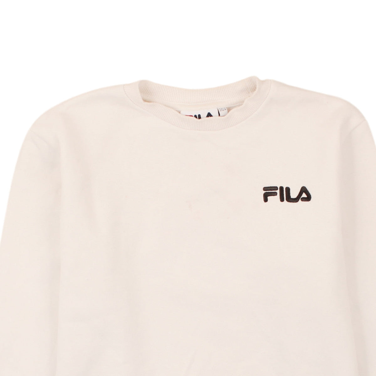 Fila Womens Ivory Sweatshirt 3XS Crew Neck Pullover Logo Classic