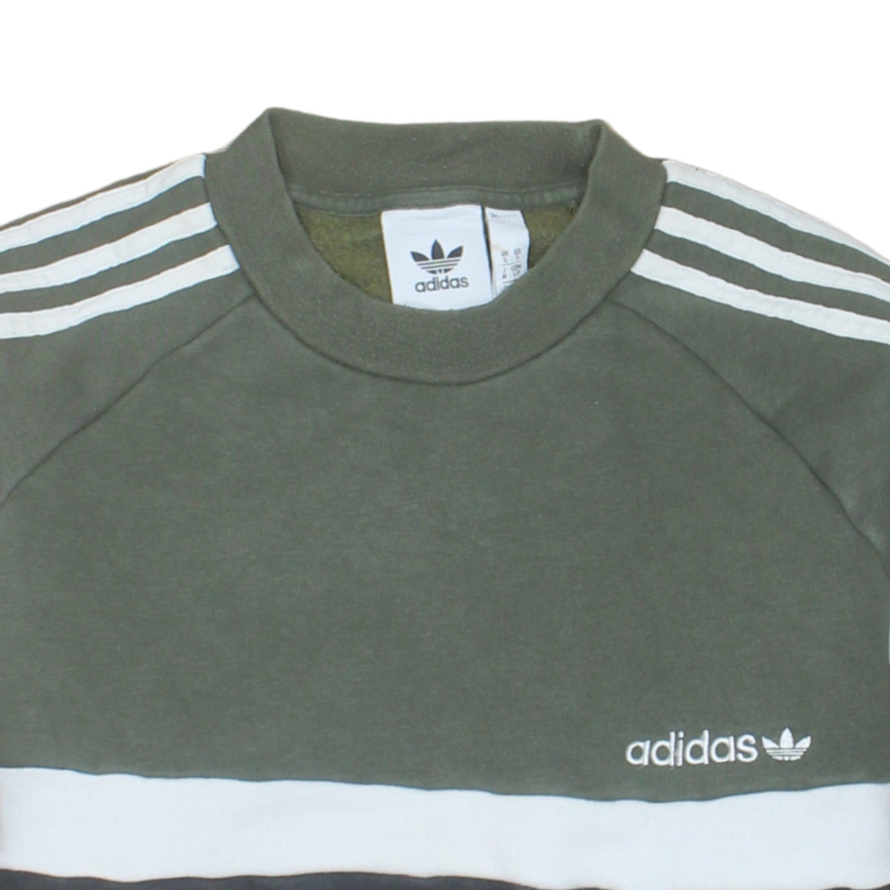 Adidas Mens Green Crew Neck Pullover Sweatshirt Size S