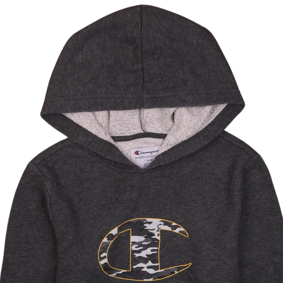 Champion Womens Charcoal Camouflage Logo Pullover Hoodie L