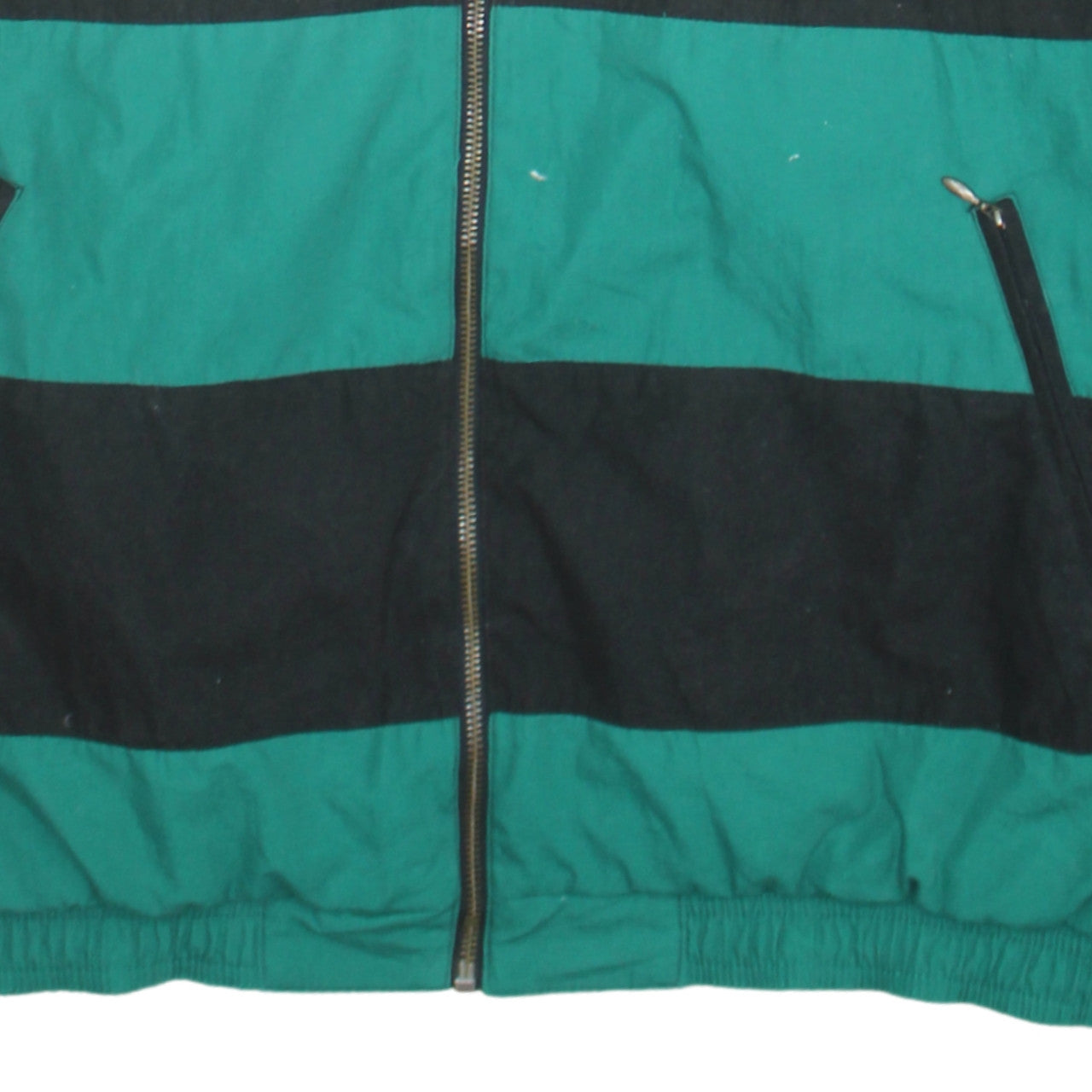 Adidas Mens Green Black Striped Retro Bomber Jacket Size L