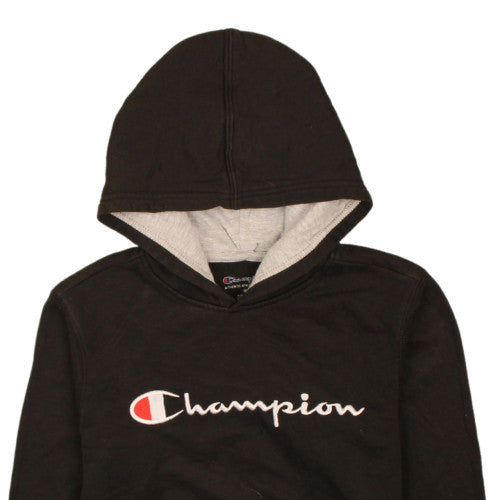 Champion Boys Black Pullover Hoodie M Fleece Logo Lined Sweatshirt