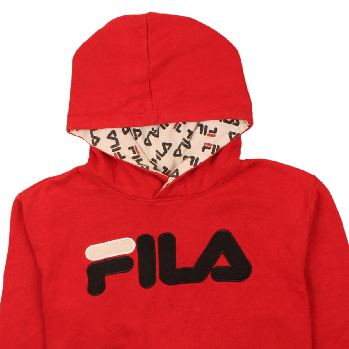 Fila Womens Red Pullover Hoodie XXL Logo Print Cotton Sweatshirt