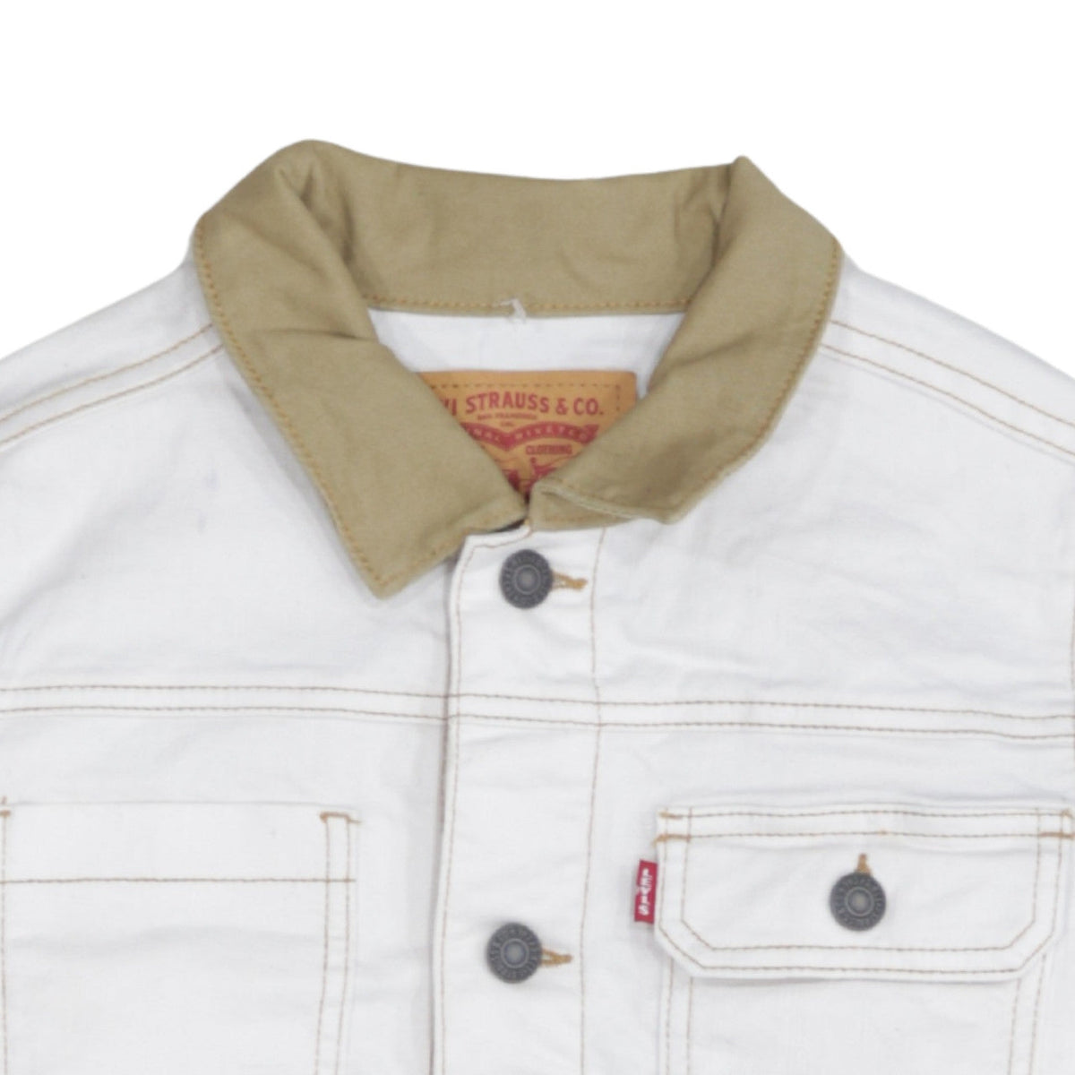 Levi’s Boys White Cotton Basic Jacket Size 14 Years Collared Denim Style