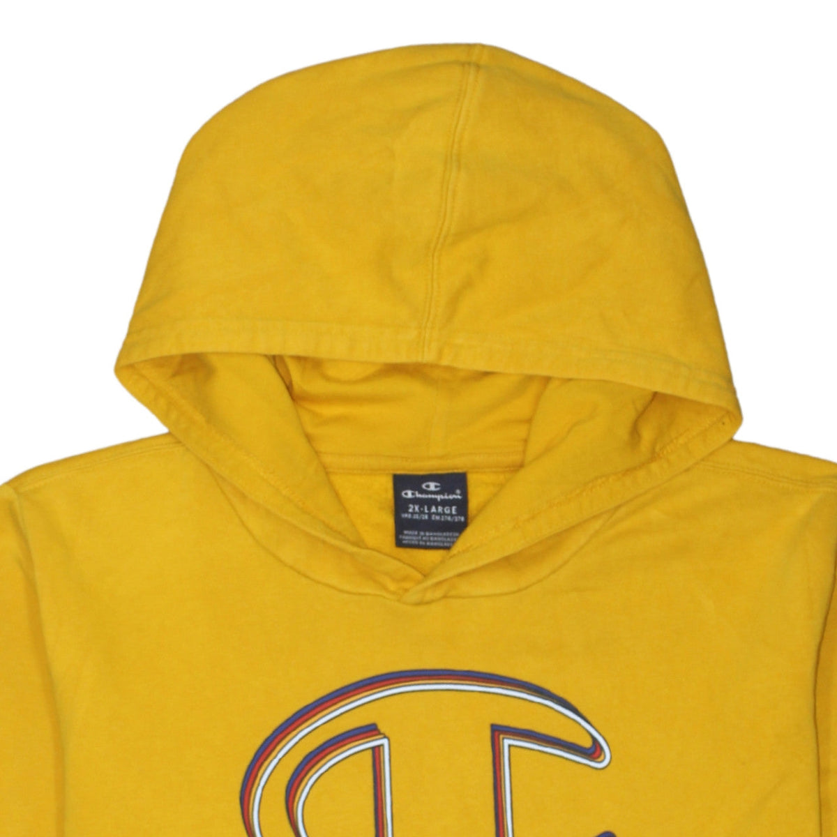 Champion Boys Yellow 2XL Pullover Hoodie with Logo Front