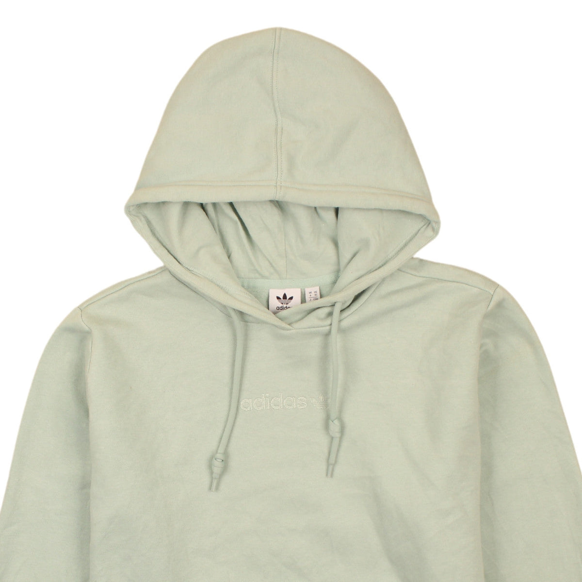 Adidas Womens Green Hoodie XS Relaxed Fit Pullover Cotton Blend