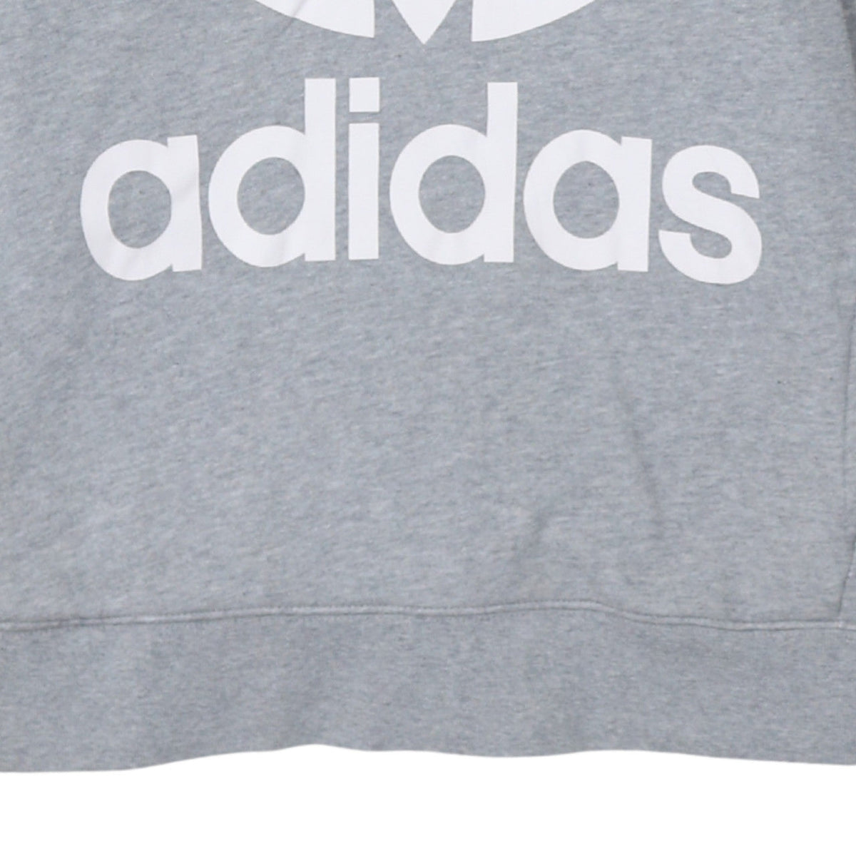 Adidas Women’s Grey Pullover Hoodie Size 8 Logo Print Casual Sweatshirt