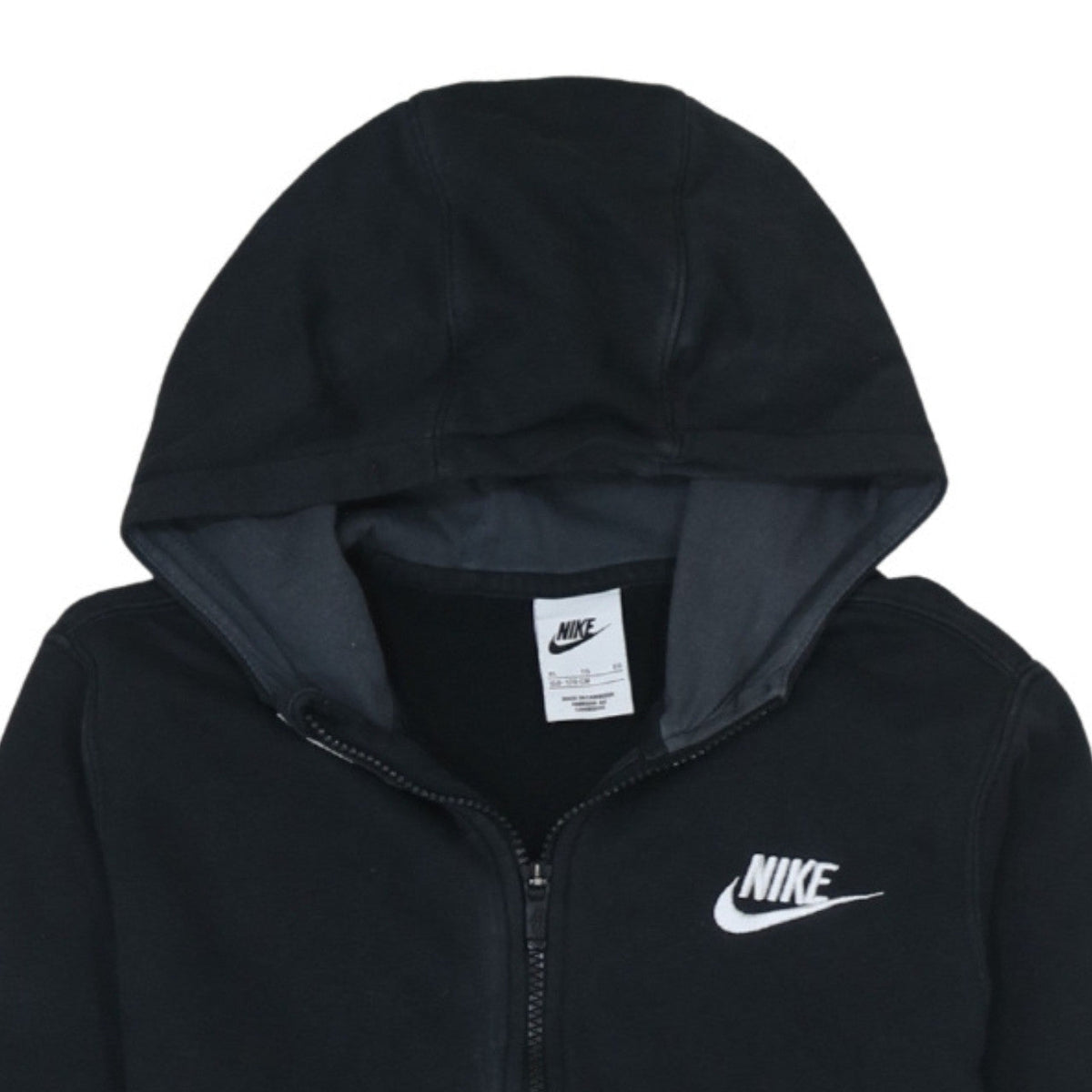 Nike Boys Black XL Full Zip Fleece Hoodie with Logo