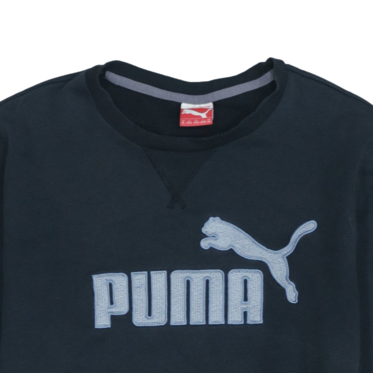 Puma Men's Black Medium Crew Neck Embroidered Logo Sweatshirt
