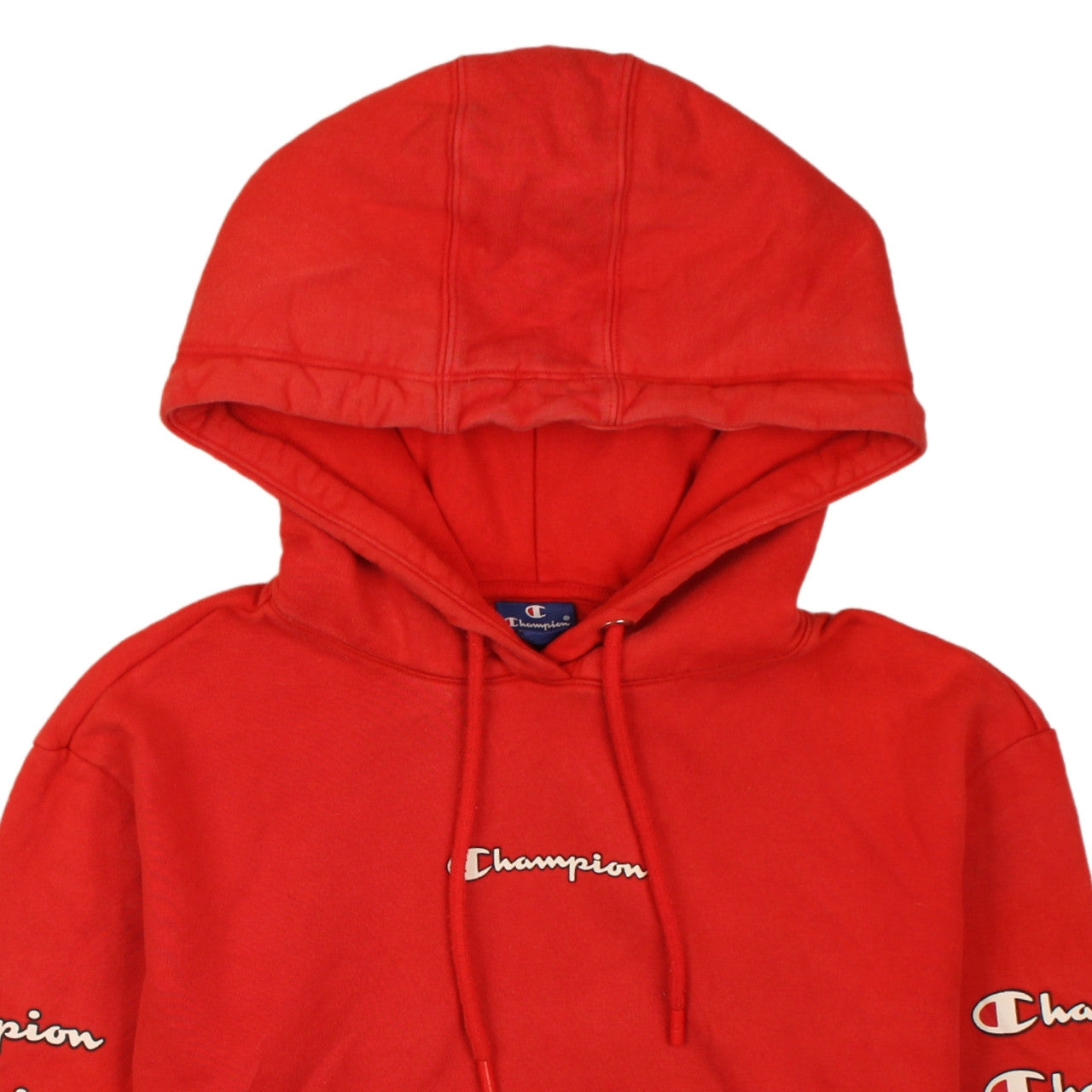 Champion Women's Red Pullover Hoodie XS Logo Sleeve Casual