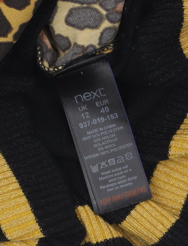 Next Women's Multicoloured Leopard Print Crew Neck Jumper Size 12