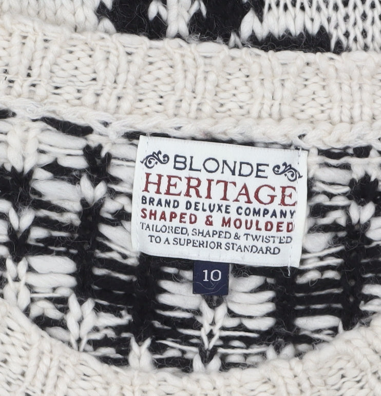 Blonde + Blonde Heritage Women's Black Fair Isle Wool Blend Jumper Size 10