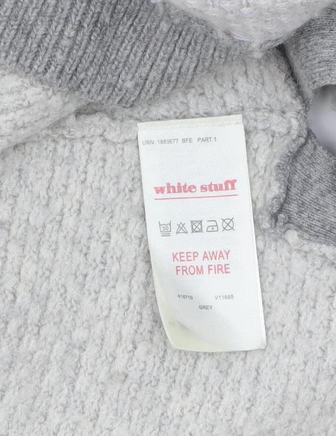 White Stuff Women Grey Size 8 Chunky Knit Longline Cardigan