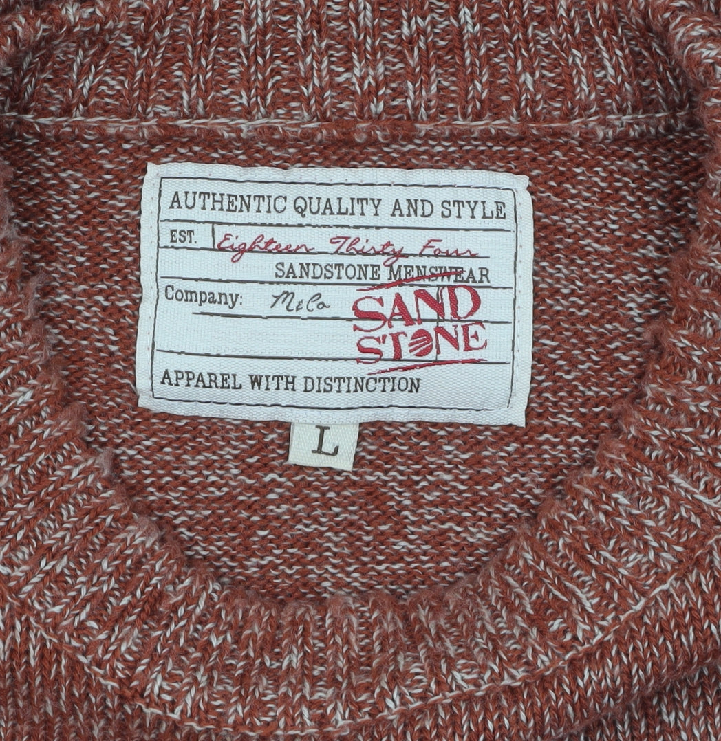 Sandstone Mens Orange Acrylic Knit Crew Neck Jumper L