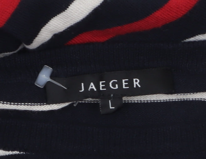 Jaeger Men’s Multicoloured Striped Cotton Jumper L Crew Neck