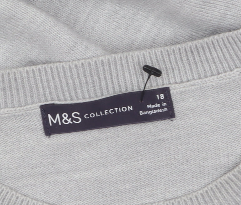 Marks and Spencer Women Grey Star Knit Pullover Jumper Size 18
