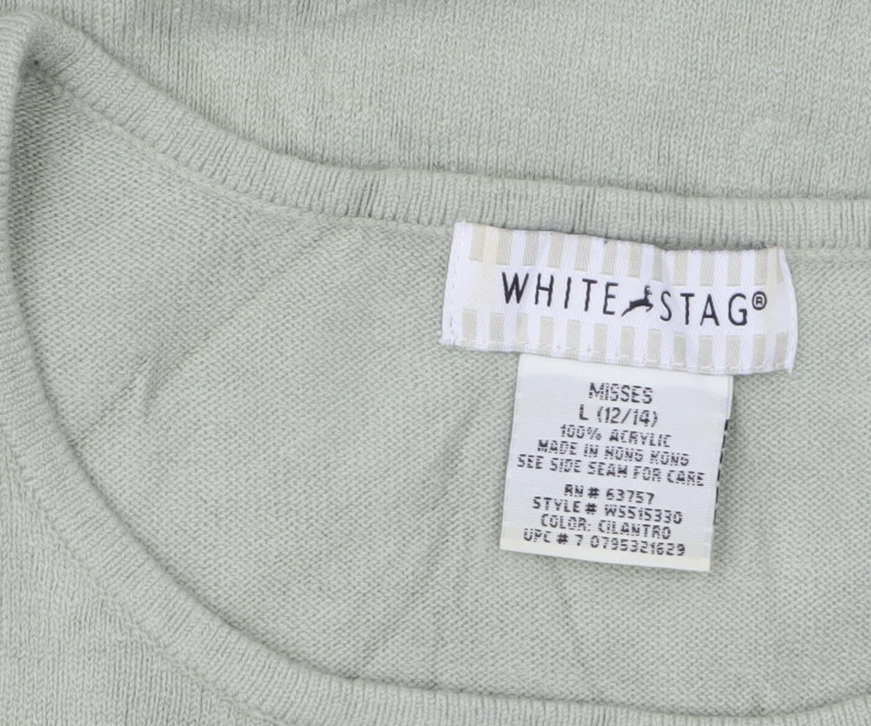 White Stag Women Green Knit Sleeveless Pullover Jumper L