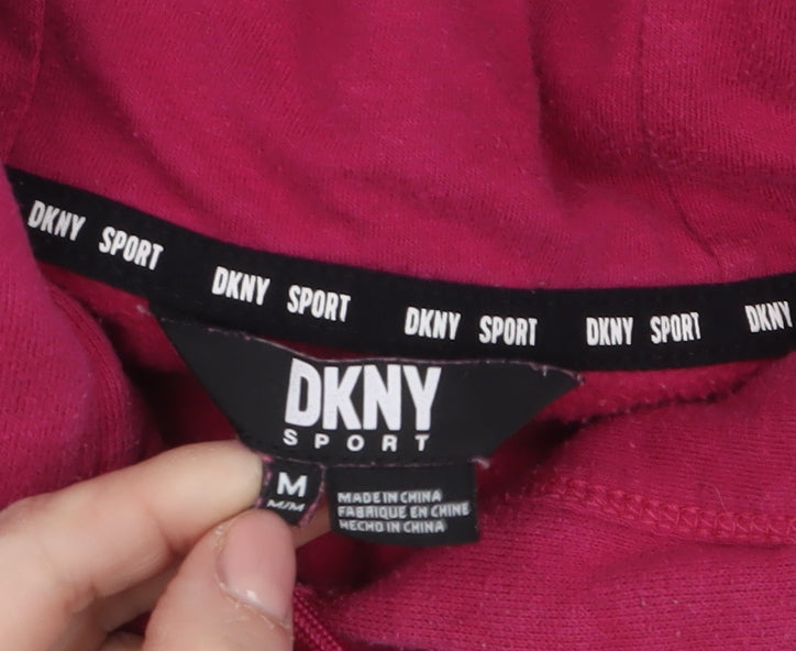 DKNY Sport Women's Pink Pullover Hoodie Medium Cotton Blend
