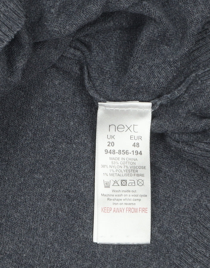 Next Women’s Grey Fair Isle Knit Jumper Size 20 Long Sleeve Crew Neck
