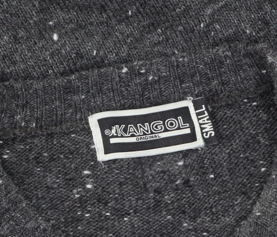 Kangol Men's Grey Small Crew Neck Pullover Jumper with Patches