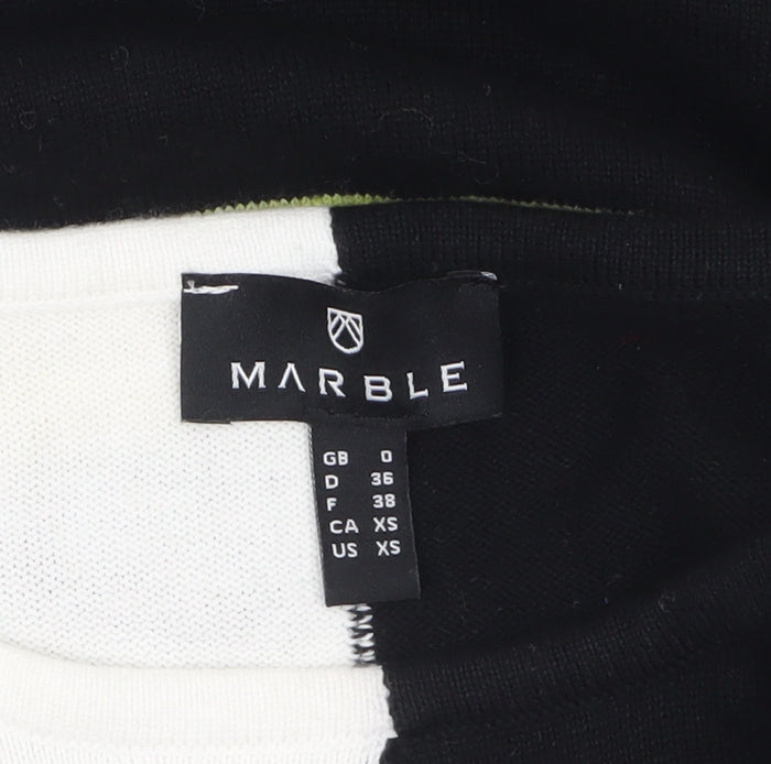 Marble Women’s Black XS Geometric Cotton Crew Neck Jumper
