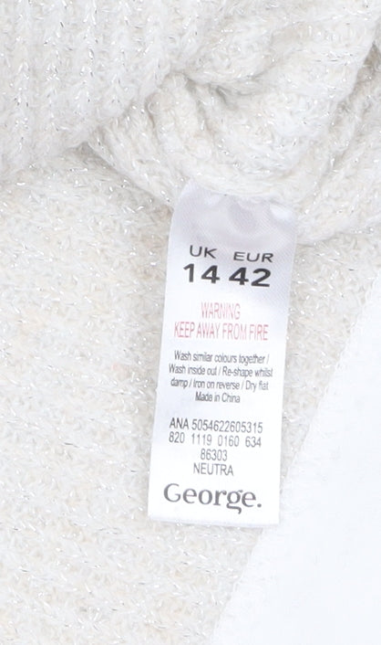 George Women’s Beige Knit Lace Hem Pullover Jumper Size 14
