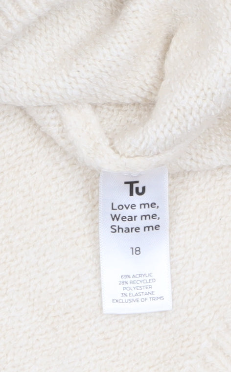 Tu Women’s Ivory Bow Sequin Knit Jumper Size 18 Pullover