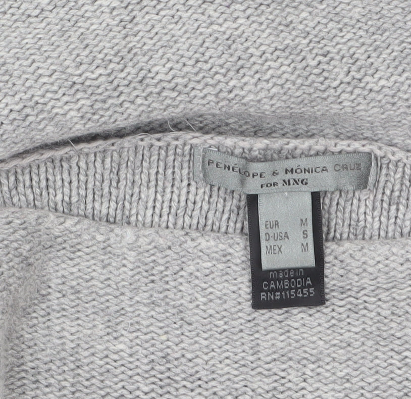 MNG Women Grey 3/4 Sleeve Boat Neck Knit Pullover Jumper Size 10