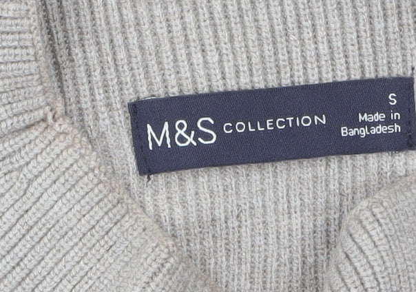 Marks & Spencer Women Beige Mock Neck Long Sleeve Jumper Size S